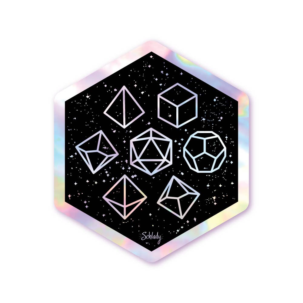 Holographic Hexagon Sticker - Dice in the Stars