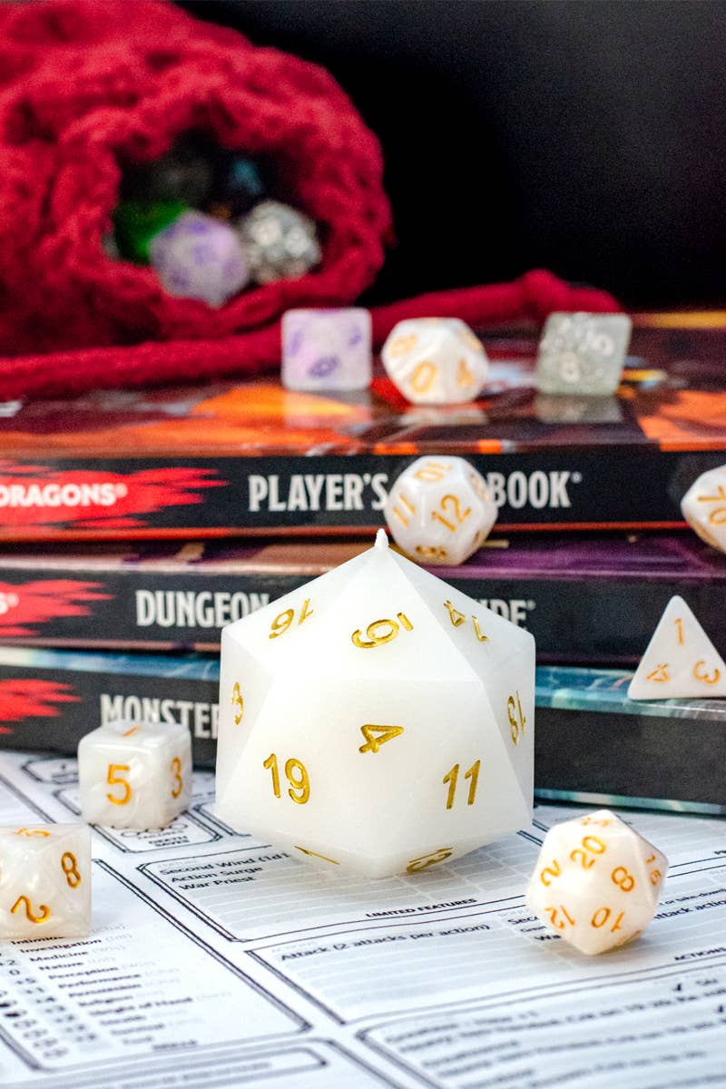 Greater Restoration | White DnD Dice Candle