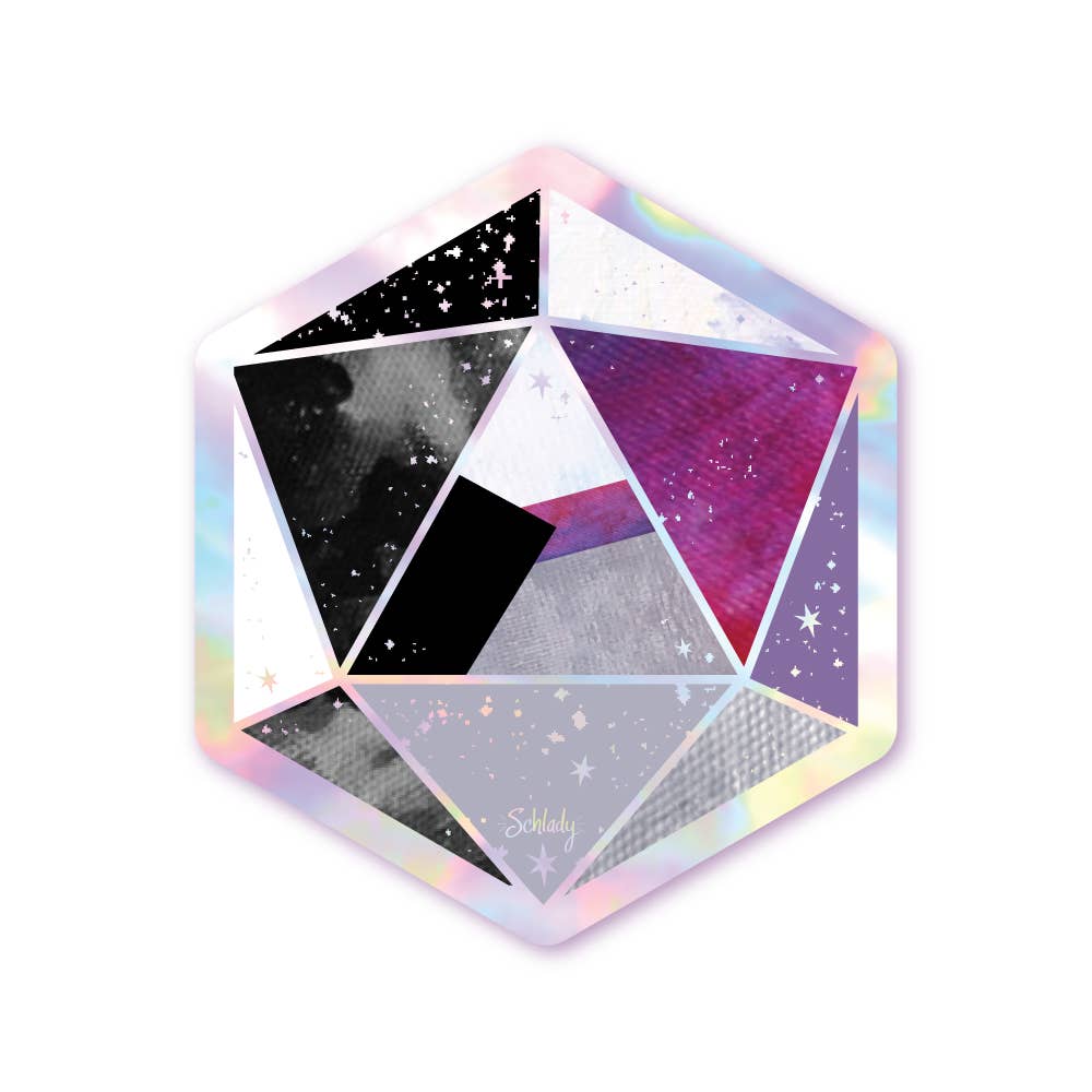 Holographic Hexagon Sticker - Demisexual Pride D20