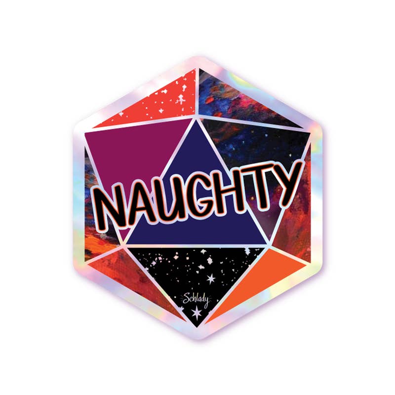 Holographic Hexagon Sticker | Naughty D20