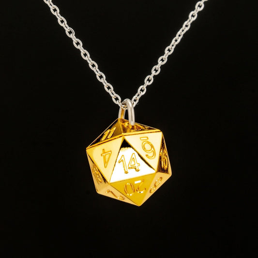 Solid Metal D20 Necklace | Gold