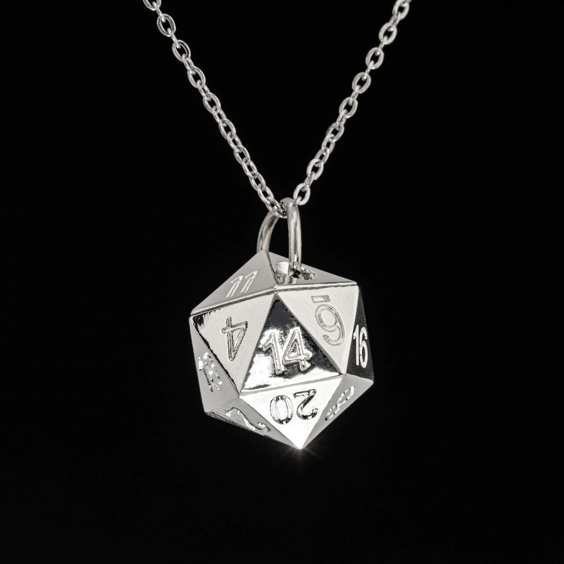 Solid Metal D20 Necklace | Silver