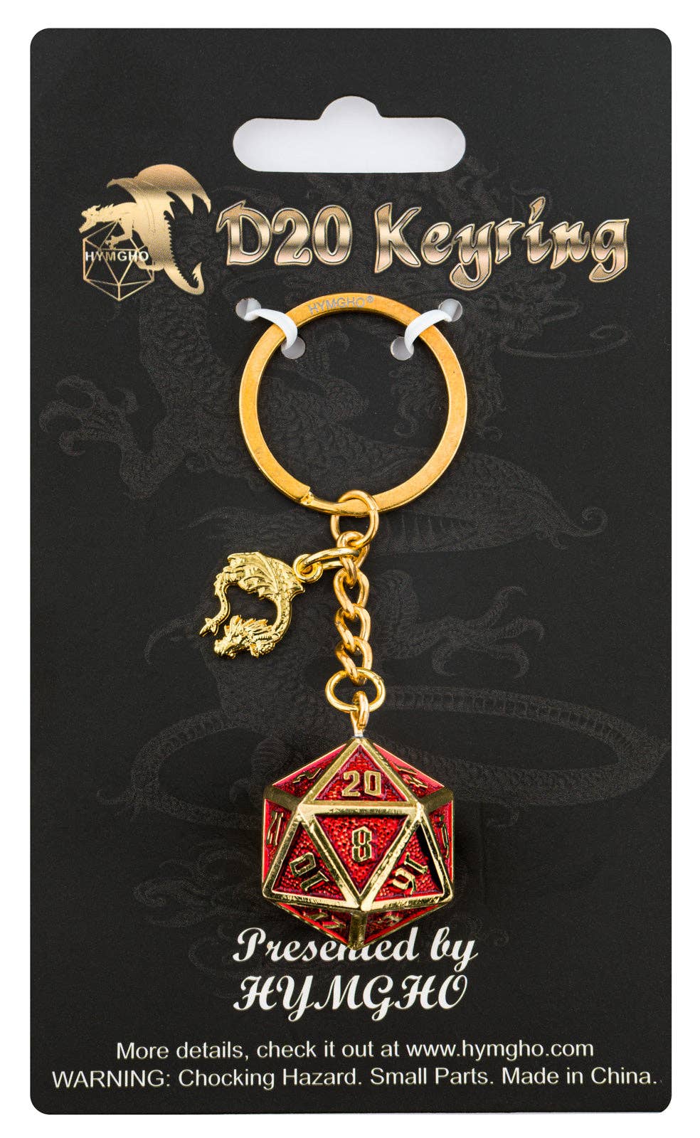 D20 Keychain | Draconis | Ruby on Gold